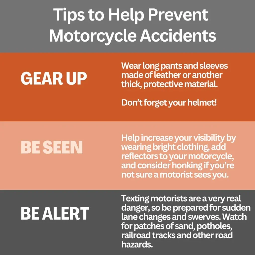 Tips to prevent motorcycle accidents.