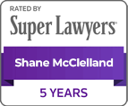 Super Lawyers Shane McCclelland 5years award image