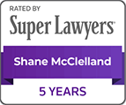 Super Lawyers Shane McCclelland 5years award image
